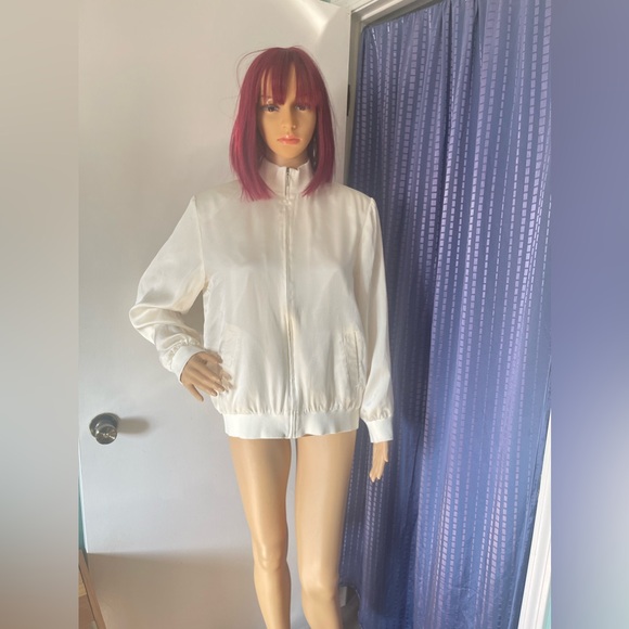 Notations Silk Embroidered Ivory Bomber Jacket L READ - Picture 4 of 7